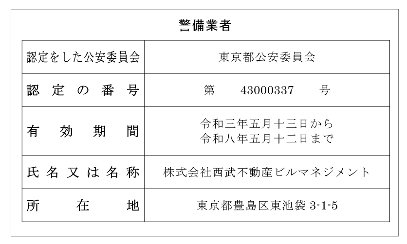 東京都公安委員会認定 第43000337号